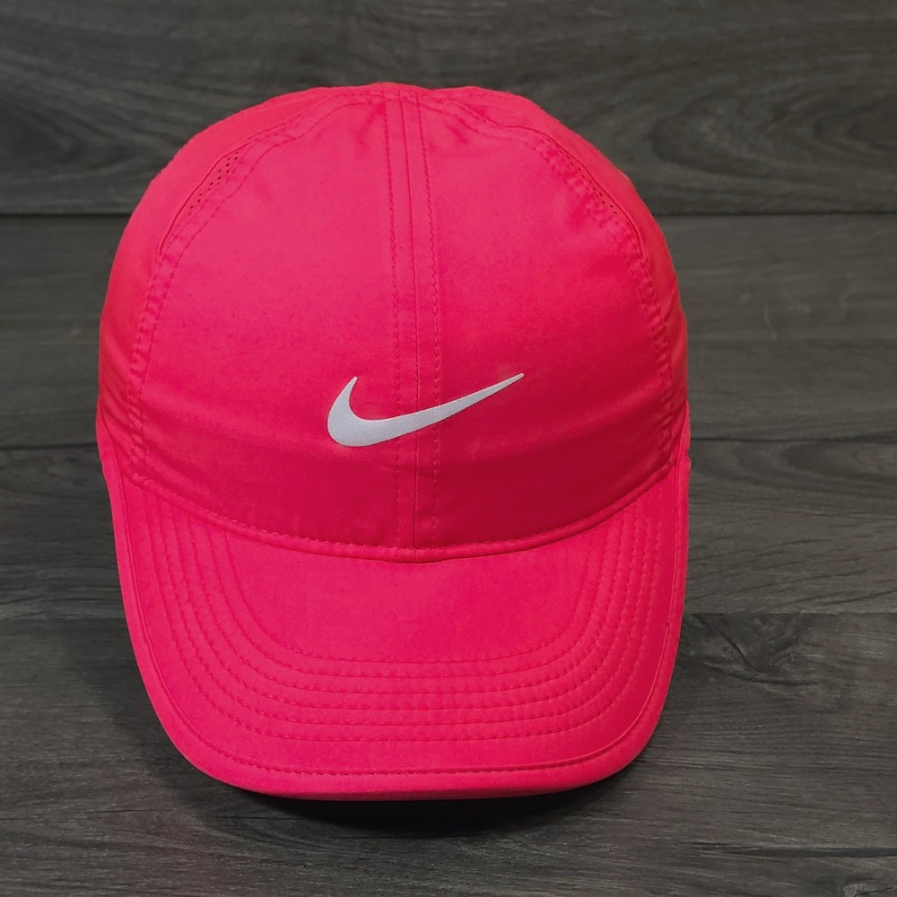 Nike Featherlight Dri-FIT Hat Cap Strap Back One Size Pink Womens Run Gym Tennis